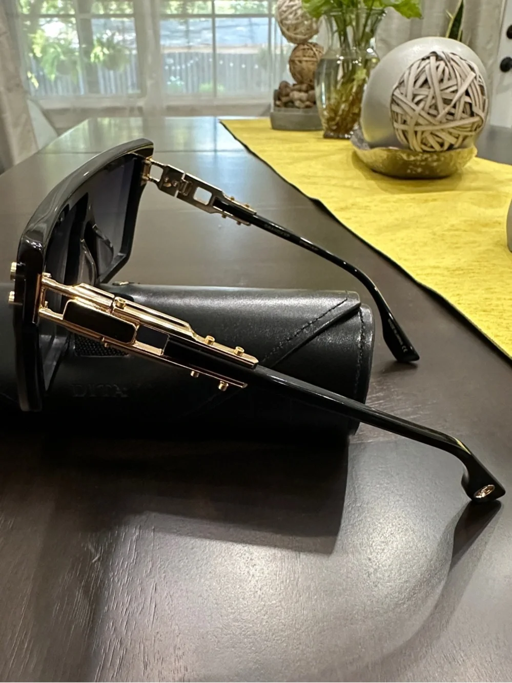 DITA Grand-XXP Black Gradient Shield Sunglasses with Gold Accents Unisex